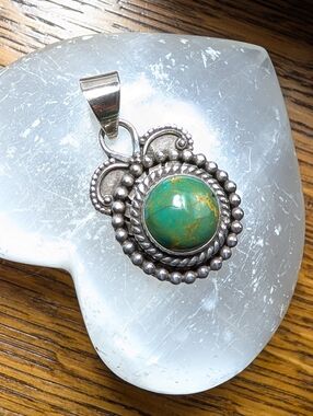 Sterling Silver Green Turquoise Pendant